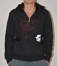 Emily Strange pose cat eared zip front hoody black