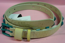 Vvoom lthr belt wht/grn