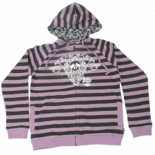 Skull flower zip front hoody black purple