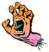 SCREAMING HAND STICKER Pink/Yellow