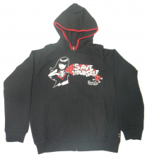 Save your bones zip front hoodie black